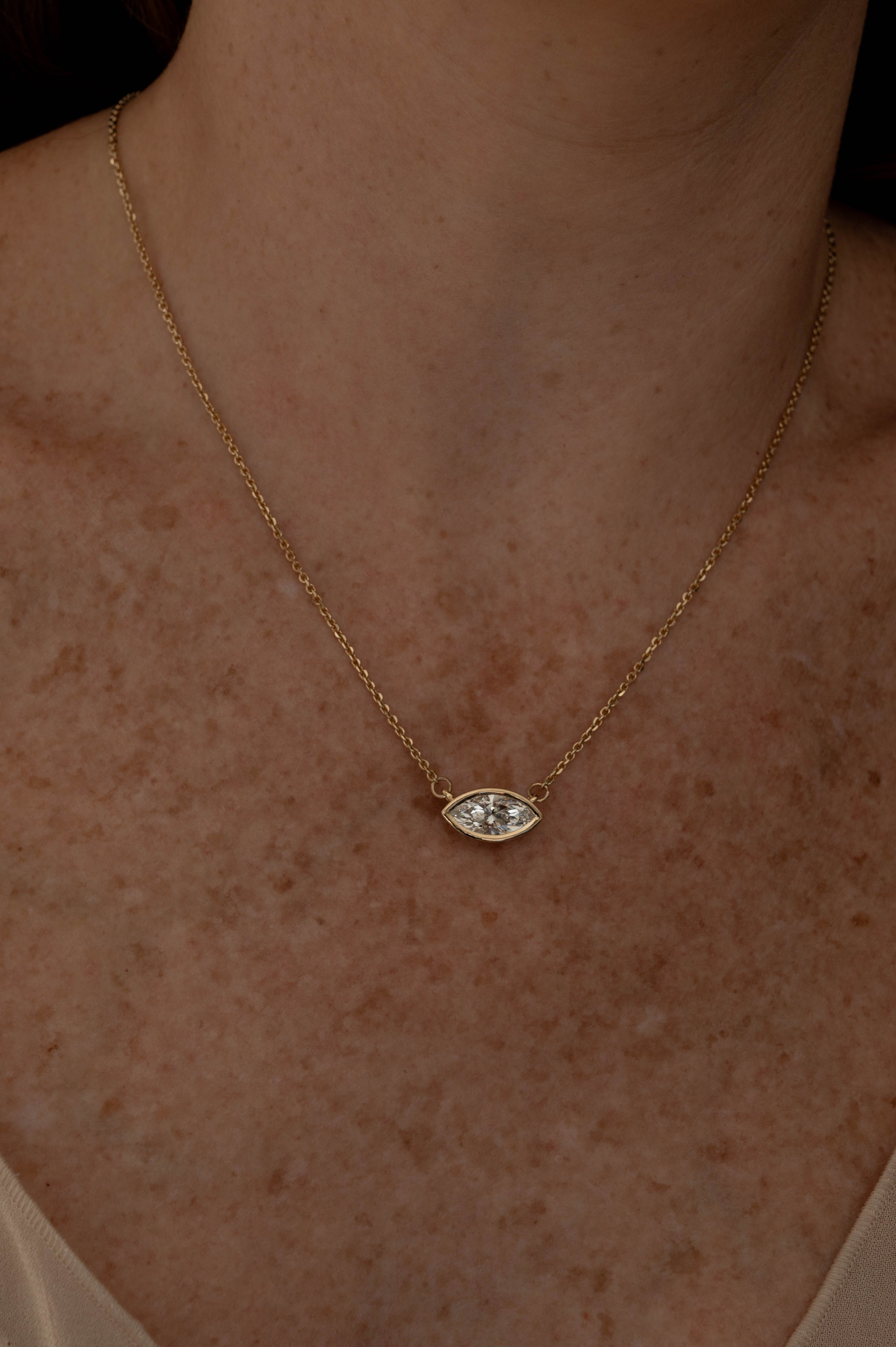 Marquise  Bezel Set Pendant 2 cts